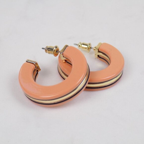 new in box! acrylic crescent moon hoops color block gold - Picture 2 of 5